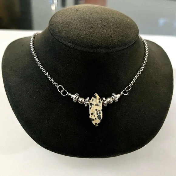 π΄Handmade Double terminated dalmatian jasper gems adjustable choker necklace - Picture 5 of 10